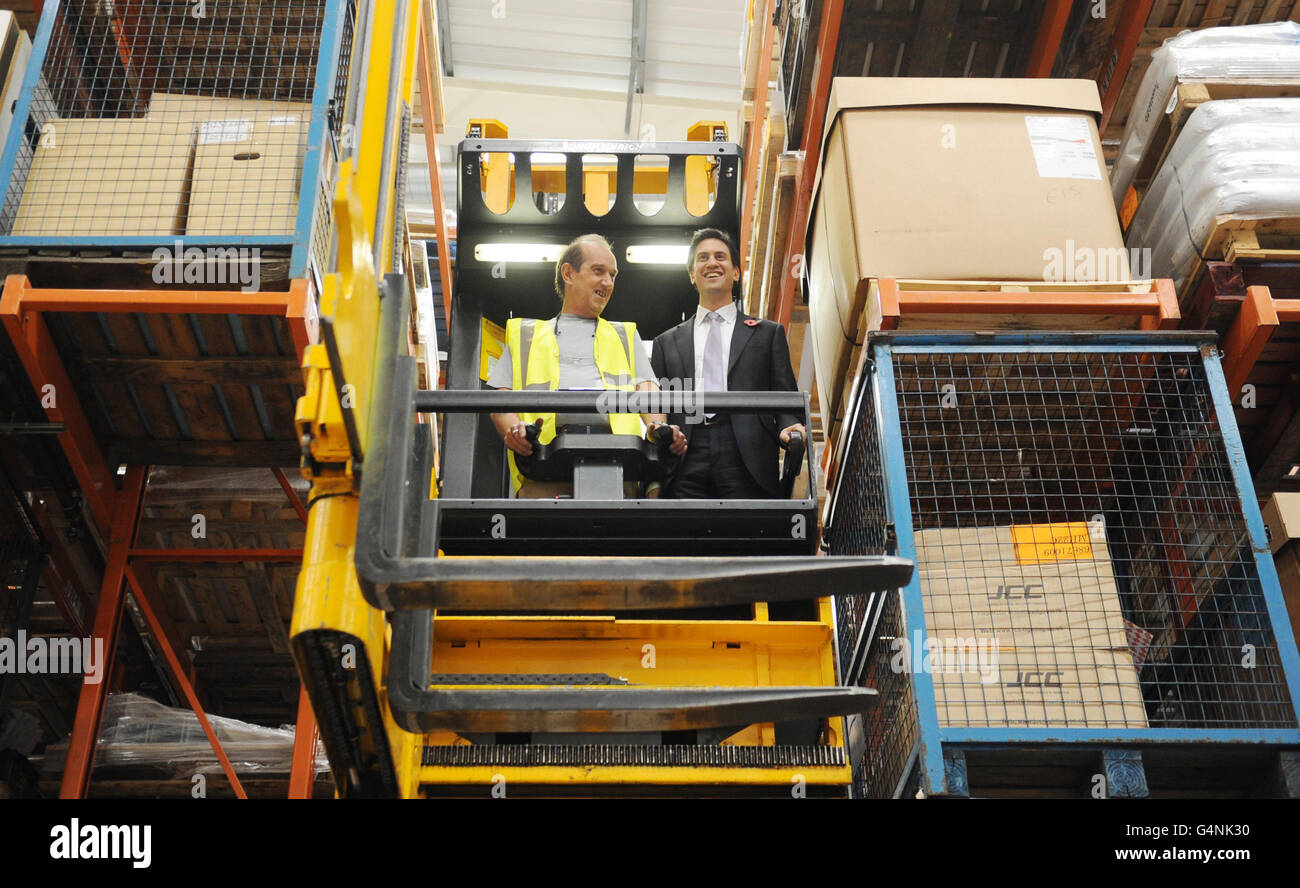 Miliband visit to Stratford Stock Photo