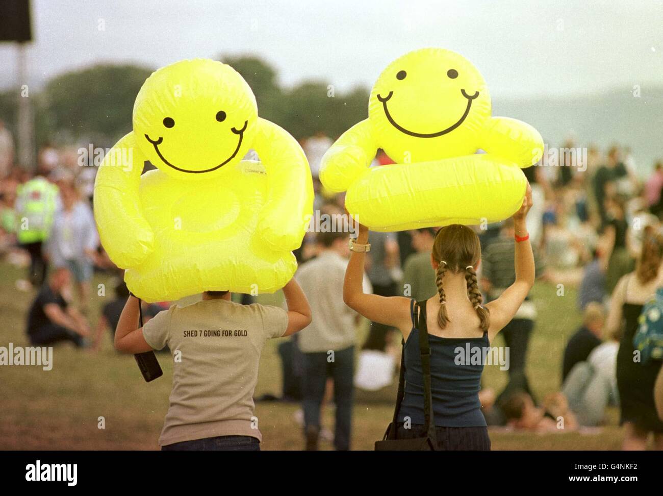 Forty eight thousand fans (some providing their own seating) gathered near Edinburgh for the T In The Park festival. Stock Photo