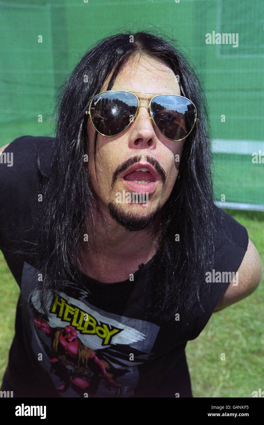 Dave Wyndorf, lead singer of the rock group Monster Magnet, backstage at the Big Day Out music concert at the Milton Keynes Bowl. Stock Photo