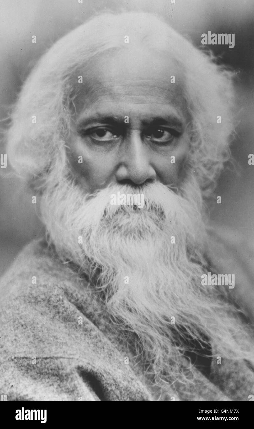 A portrait of Rabindranath Tagore, 1930, writer of the song 'Amar Sonar Bangla Aami Tomai Bhalobashi' ('My Beloved Bengal, I love you') which went on to become the national anthem of Bangladesh after the 1971 war of independence. Stock Photo