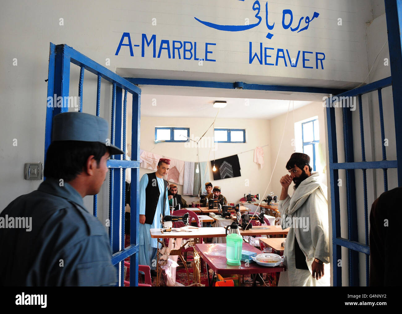 Taliban prisoners in Lashkar Gah prison which holds 1006 inmates where 490 are Taliban fighters. Stock Photo