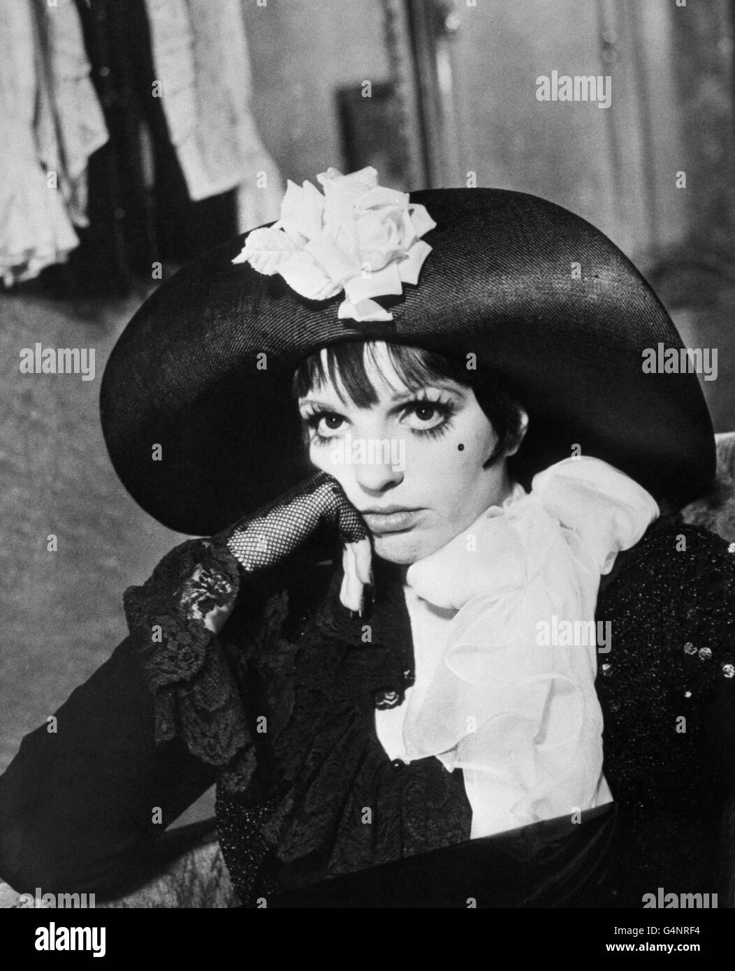 Back in the 1930's, the late Judy Garland was a child star, now her daughter Liza Minnelli is to star in a film with a 30's flavour. Liza, shown here in a scene from Cabaret, plays a cabaret singer, Sally Bowles, a character originally created by Christopher Isherwood, and set against a background of Berlin and the Nazi's rise to power. The film is being produced by Cy Feuer, and directed-Choreographed by Bob Fosse on location in West Germany. Cabaret, is an ABC Pictures Corp, and Allied Artist Pictures Corporation presentation. Stock Photo