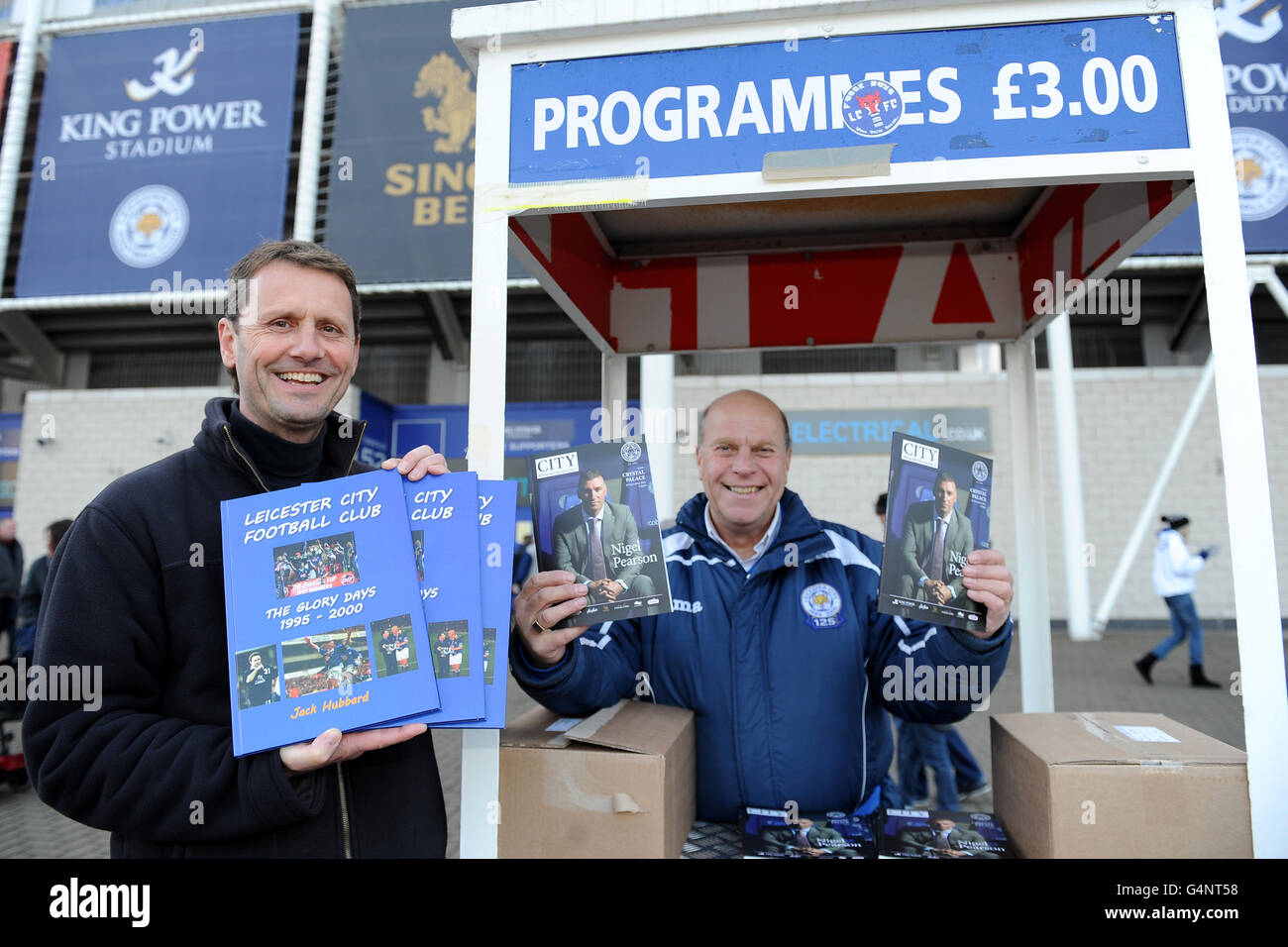 Programme sellers outside of king power stadium hi-res stock ...