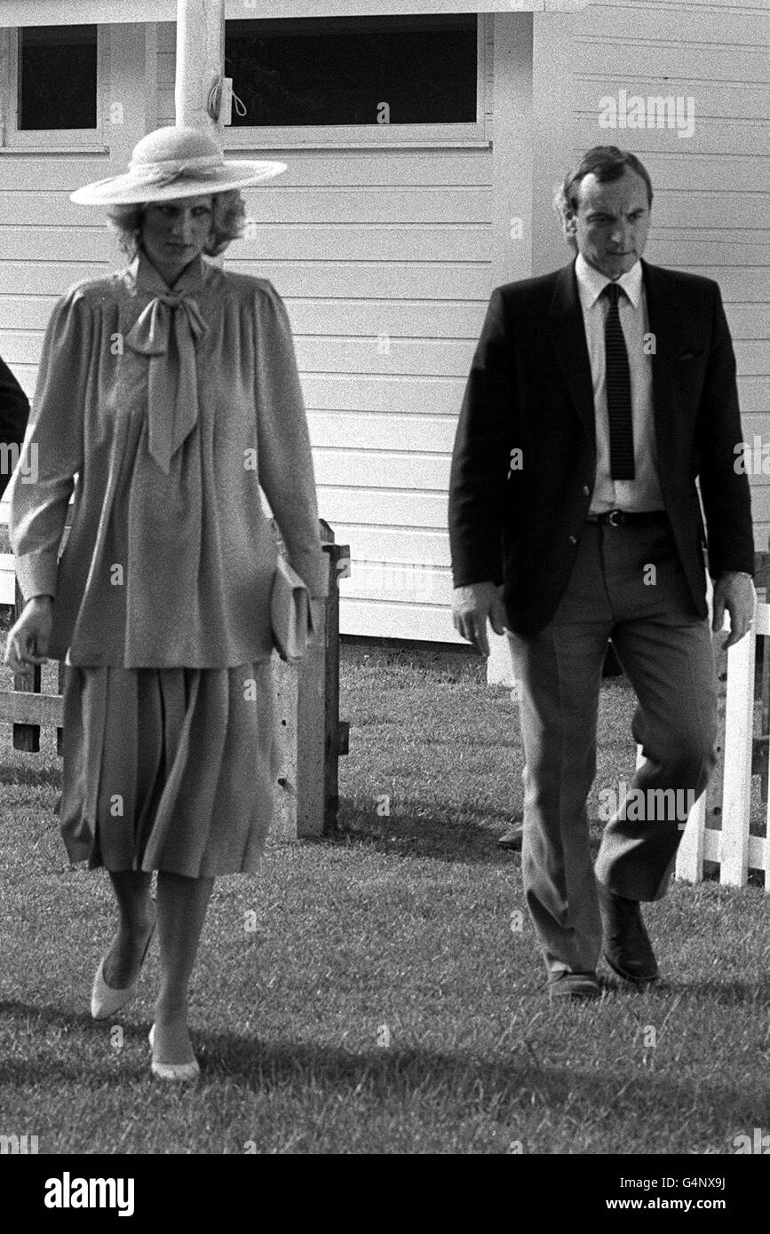 PA Photo 20/6/84 The Princess of Wales, expecting her second child in September, with her Detective, Barry Mannakee (right), at Smith's Lawn Windsor Polo. *07/12/04: In videotapes broadcast by the US television network NBC, she has spoken of her deep feelings for him and told how she went to place flowers on his grave. MANAKEE (ALTERNATIVE SPELLING SEEN SOMETIMES) Stock Photo