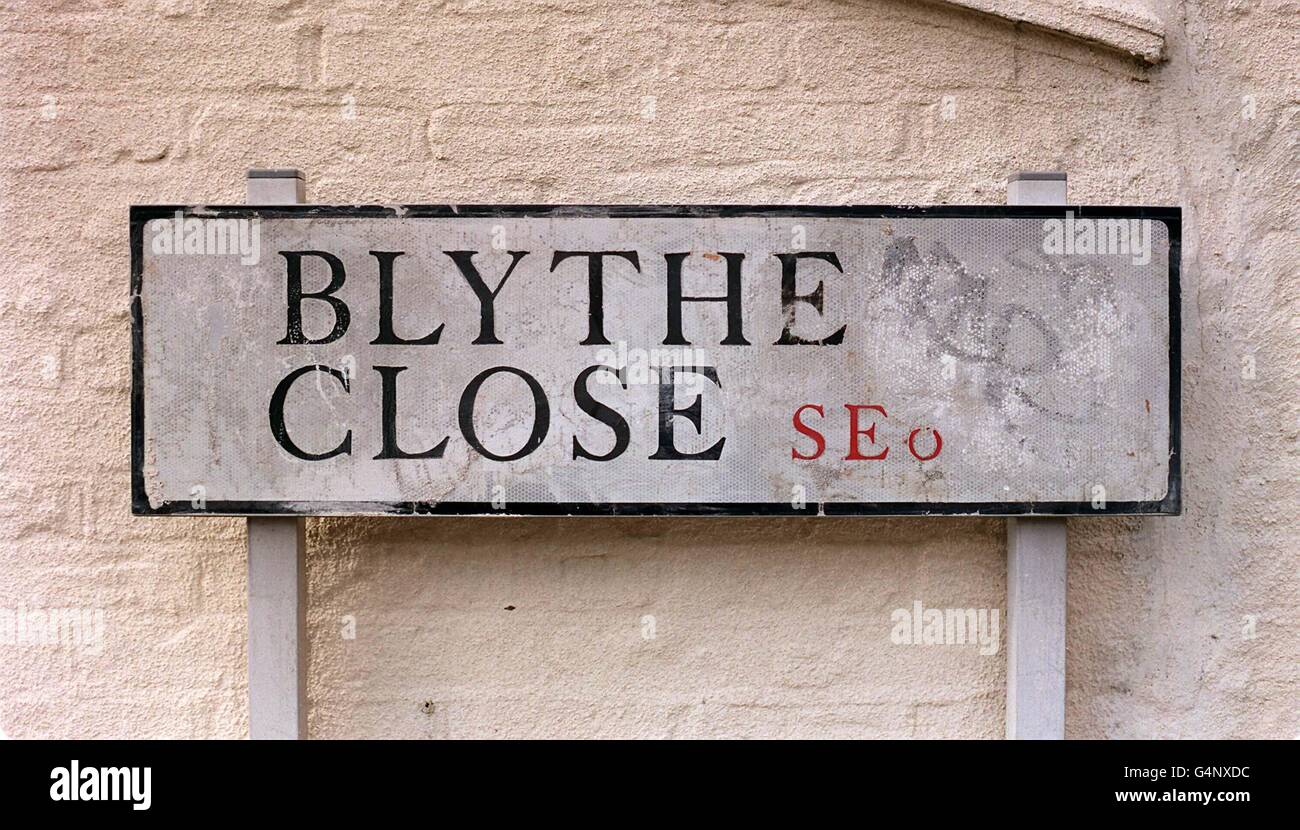 Murder/Blyth Close/sign Stock Photo