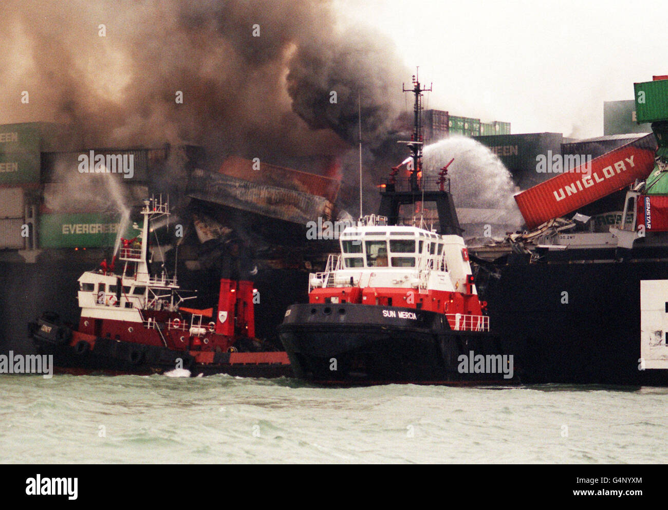 Container ship fire Stock Photo Alamy