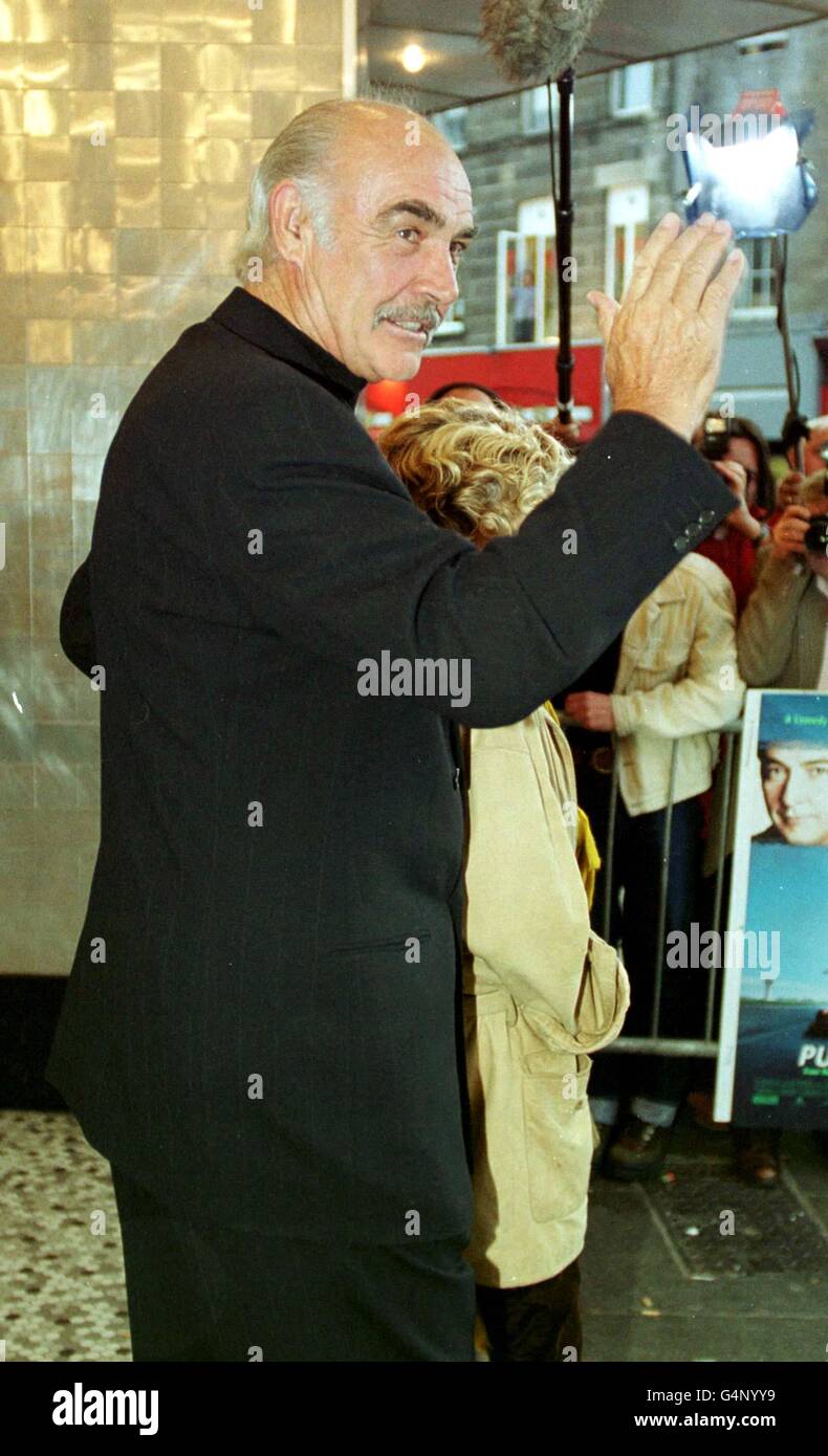 Sean Connery arriving at the UK Premiere of Pushing Tin, in Edinburgh, with his wife Micheline. Stock Photo