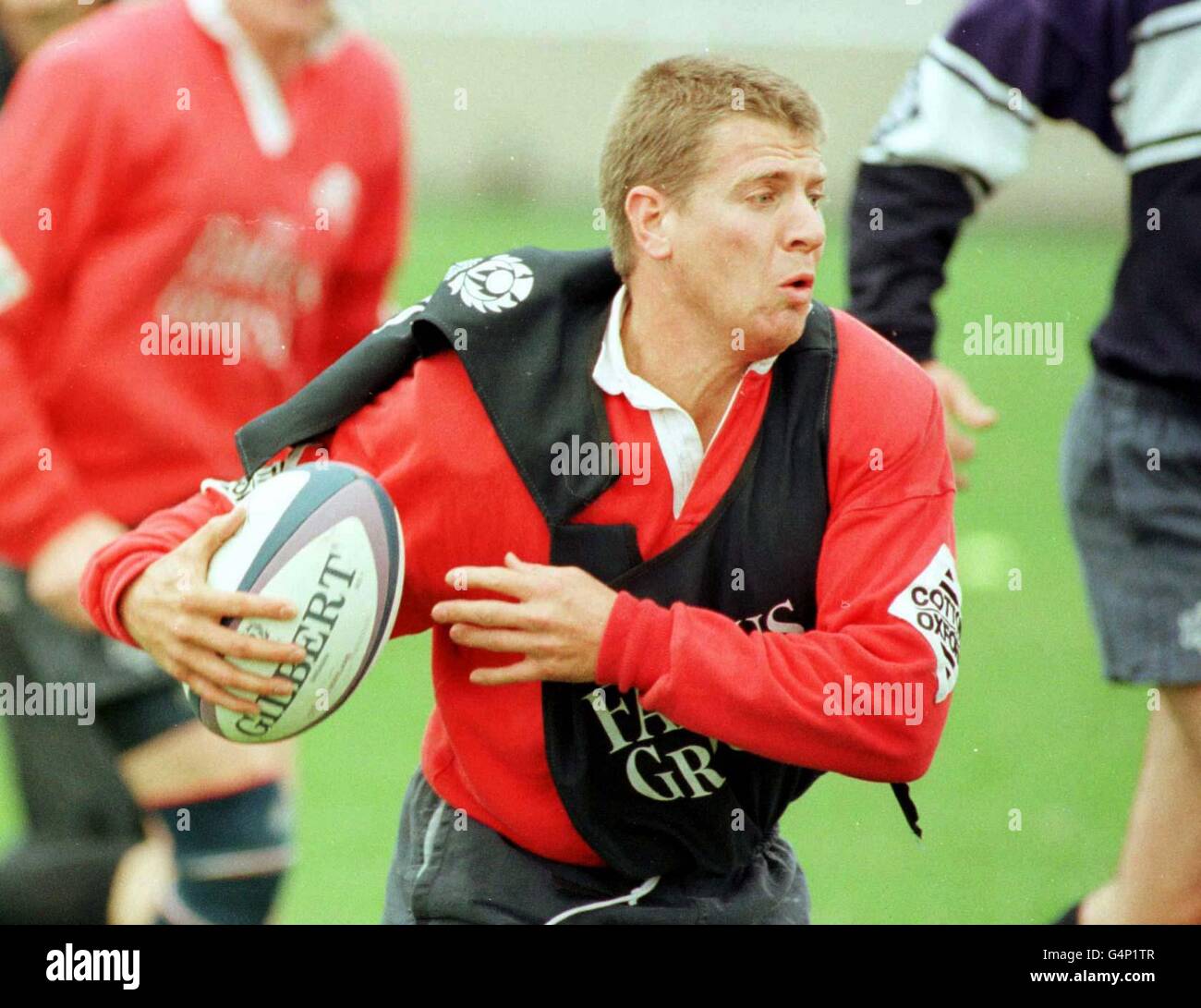 Library file picture dated 24/8/99 of Scotland's Craig Chalmers during training a session with the Scottish rugby union team at Murrayfield. Chambers - Scotland's most capped stand-off has been axed from his country's World Cup squad. See PA Story RUGBYU Scotland. PA PHOTOS Stock Photo