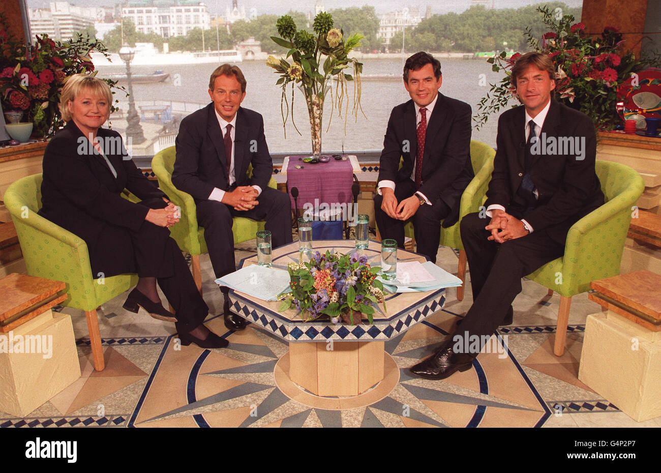 Prime Minister Tony Blair (2nd left) and Chancellor Gordon Brown (2nd