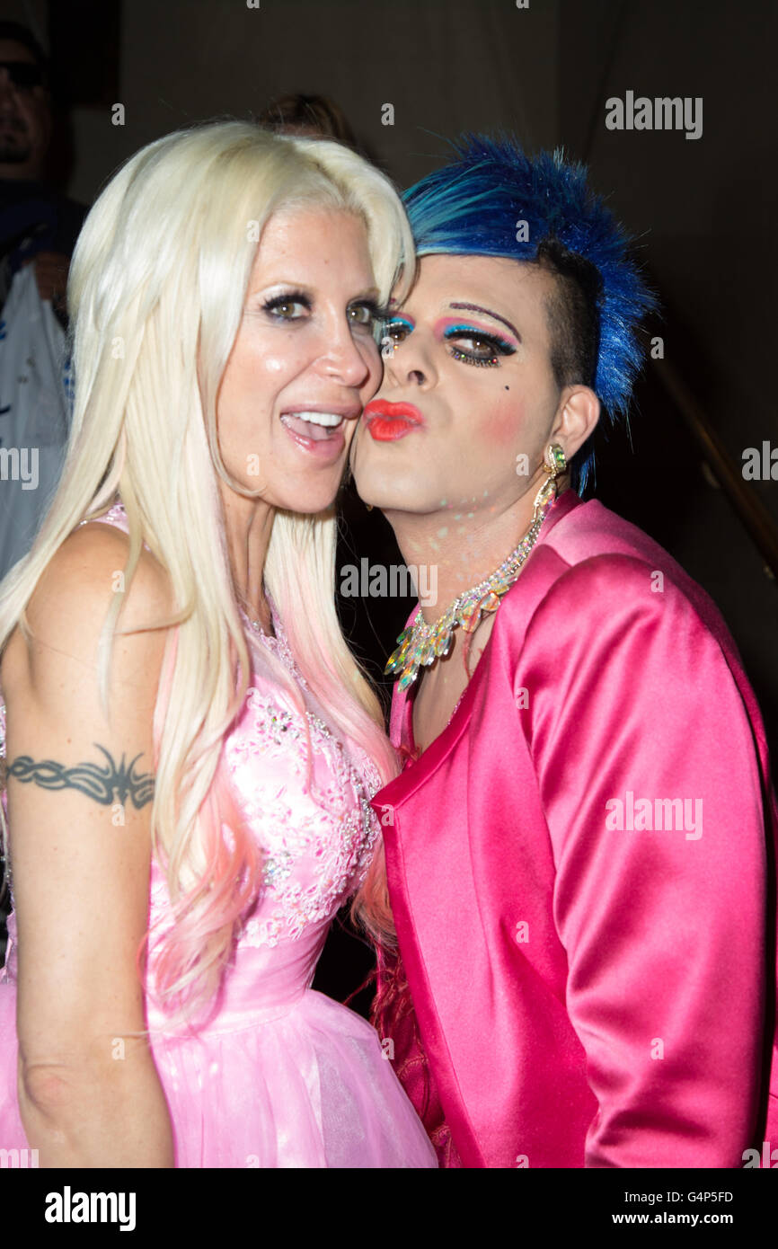 Los Angeles, California, USA. 17th June, 2016.  Artist/TV personality Sham Ibrahim and actress Angelique 'Frenchy' Morgan arrive for the 'Frenchy Mafia' music video release party at The Reserve cocktail club in Los Angeles, California, USA. Credit:  Sheri Determan / Alamy Live News Stock Photo