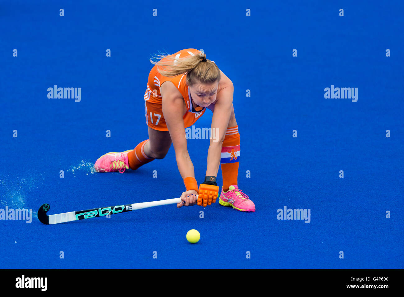 London, UK. 18th June, 2016. Maartje Paumen of Netherlands was in action during the Hockey Women's Champions Trophy 2016 between the game of Netherlands vs New Zealand at Queen Elizabeth Olympic Park London. Credit:  Taka Wu/Alamy Live News Stock Photo