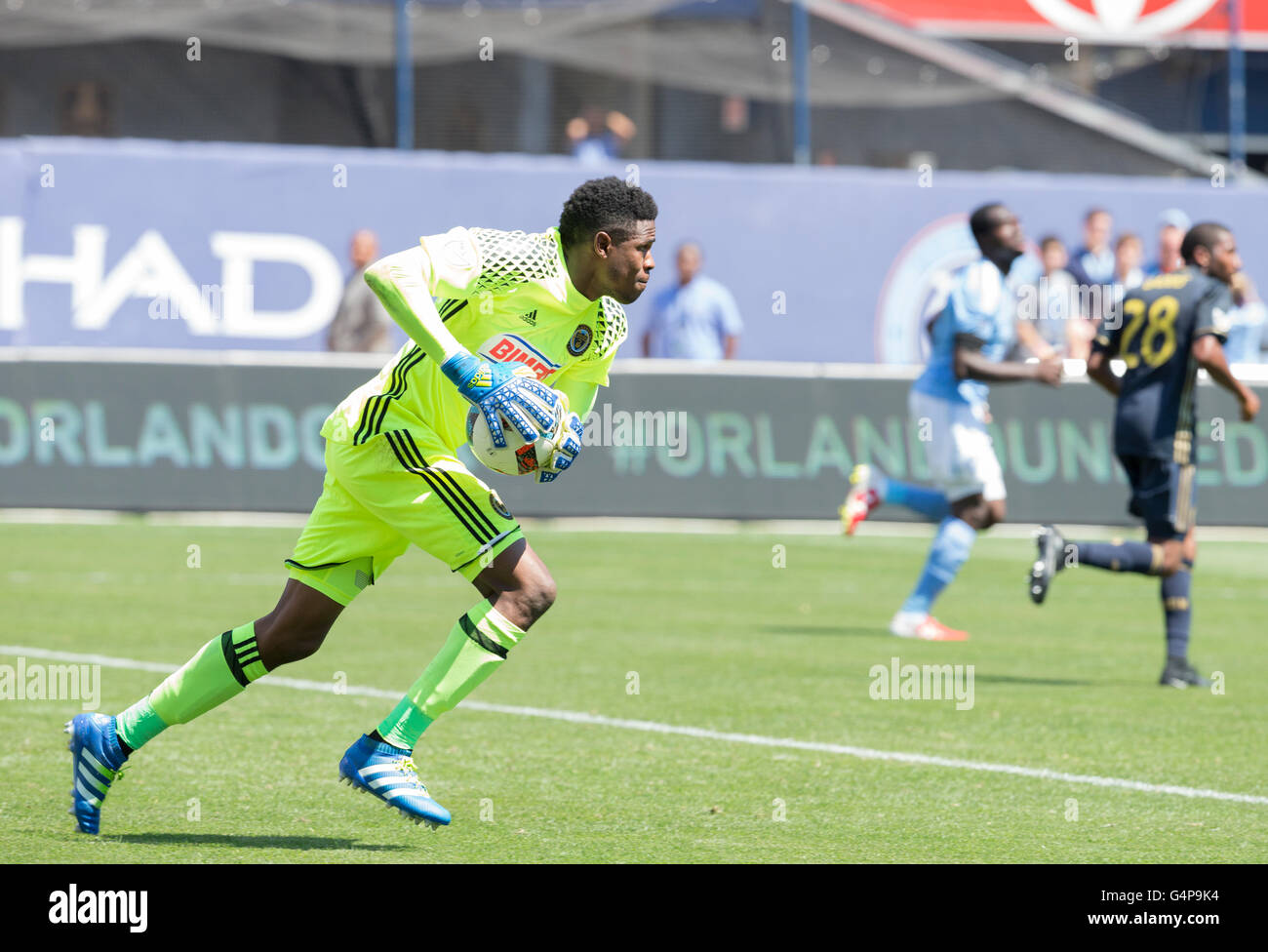New York, USA. 18th June, 2016. Andre Blake (1) of Philadelphia Union ...