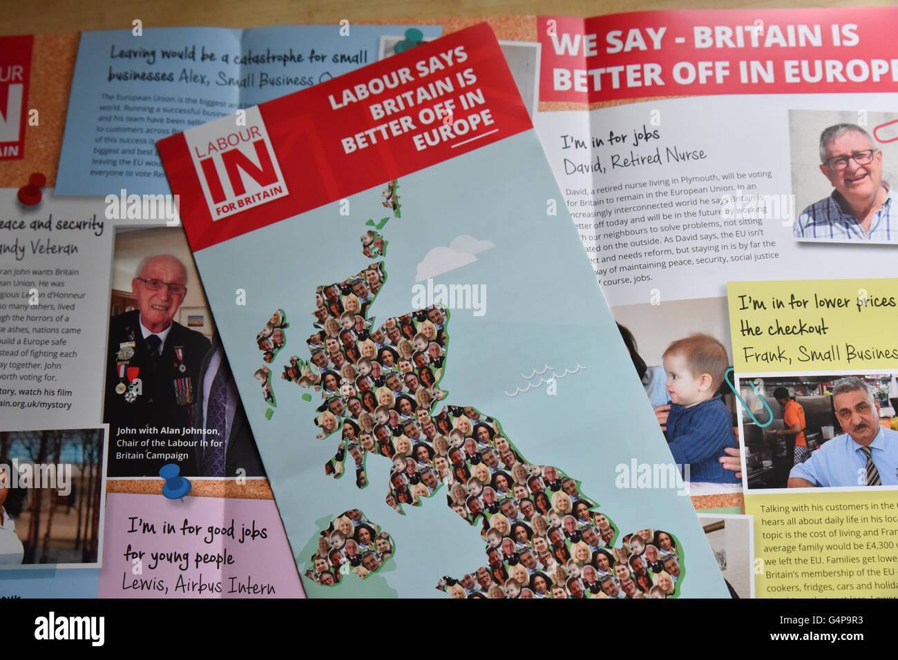London, UK. 19th June 2016. Labour IN for Britain leaflets on the doormat ahead of the EU Referendum on the 23rd. © Matthew Chat Stock Photo