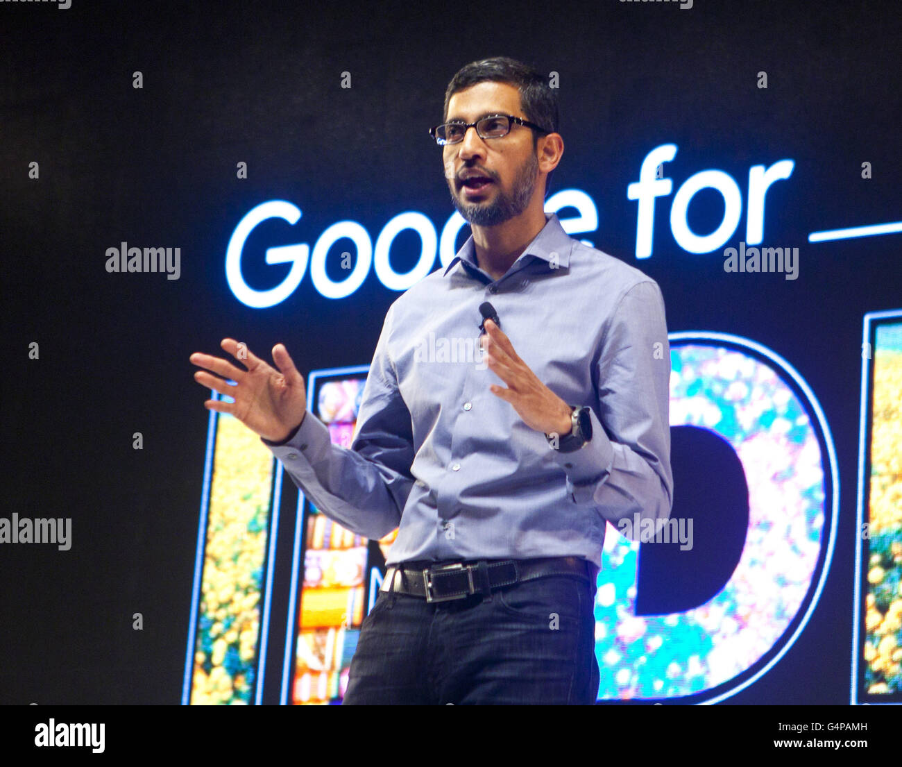 December 16, 2015 - New Delhi, India - 16 dec 2015 - New Delhi - INDIA..Sundar Pichai, CEO of Goggle Inc, addresses a Conference in New Delhi, INDIA. (Credit Image: © Subhash Sharma via ZUMA Wire) Stock Photo