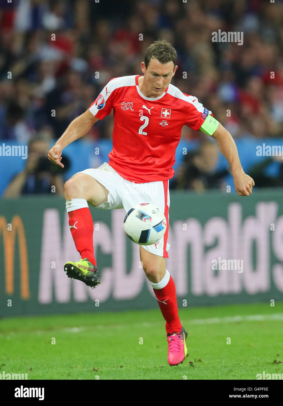 Lille, France. 19th June, 2016. Stephan LICHTSTEINER, SUI 2 drives the  ball, action, full-size, FRANCE - SWITZERLAND 0-0 Group A ,Football  European Championships EURO at June 19, 2016 in Lille, France. Fussball,