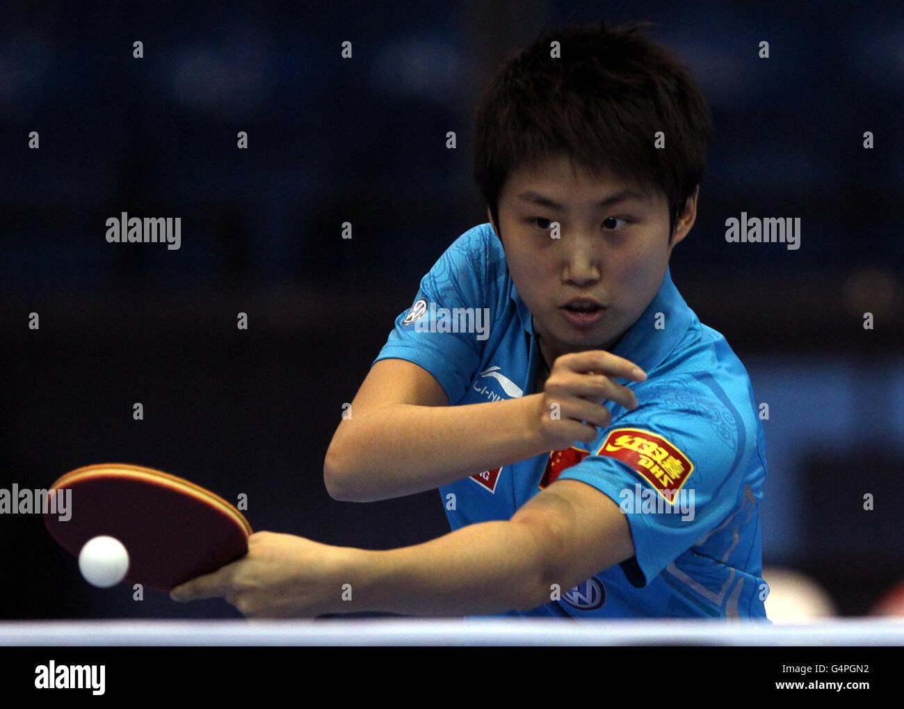 Olympics - Table Tennis - London 2012 Test Event - ITTF Pro Tour Grand Finals - Day Two - Excel Arena. China's Guo Yue during her quarter final defeat to China's Liu Shiwen during the ITTF Pro Tour Grand Finals at the Excel Arena, London. Stock Photo