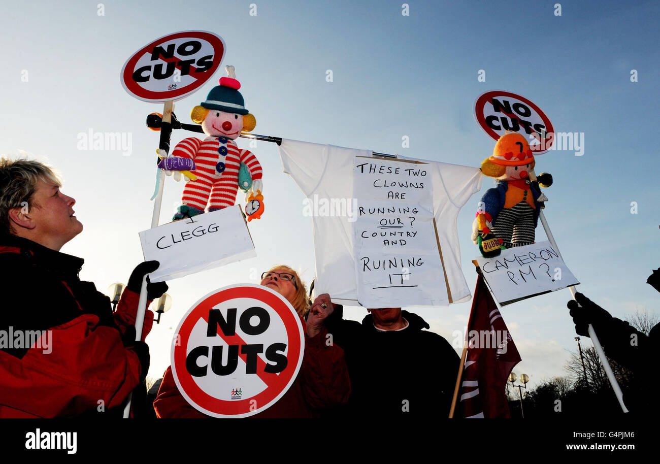 Public sector workers man a picket line at the Civic Centre in Gateshead the North East, as workers around the country stage the biggest general strike for decades today in a row over pensions. Stock Photo