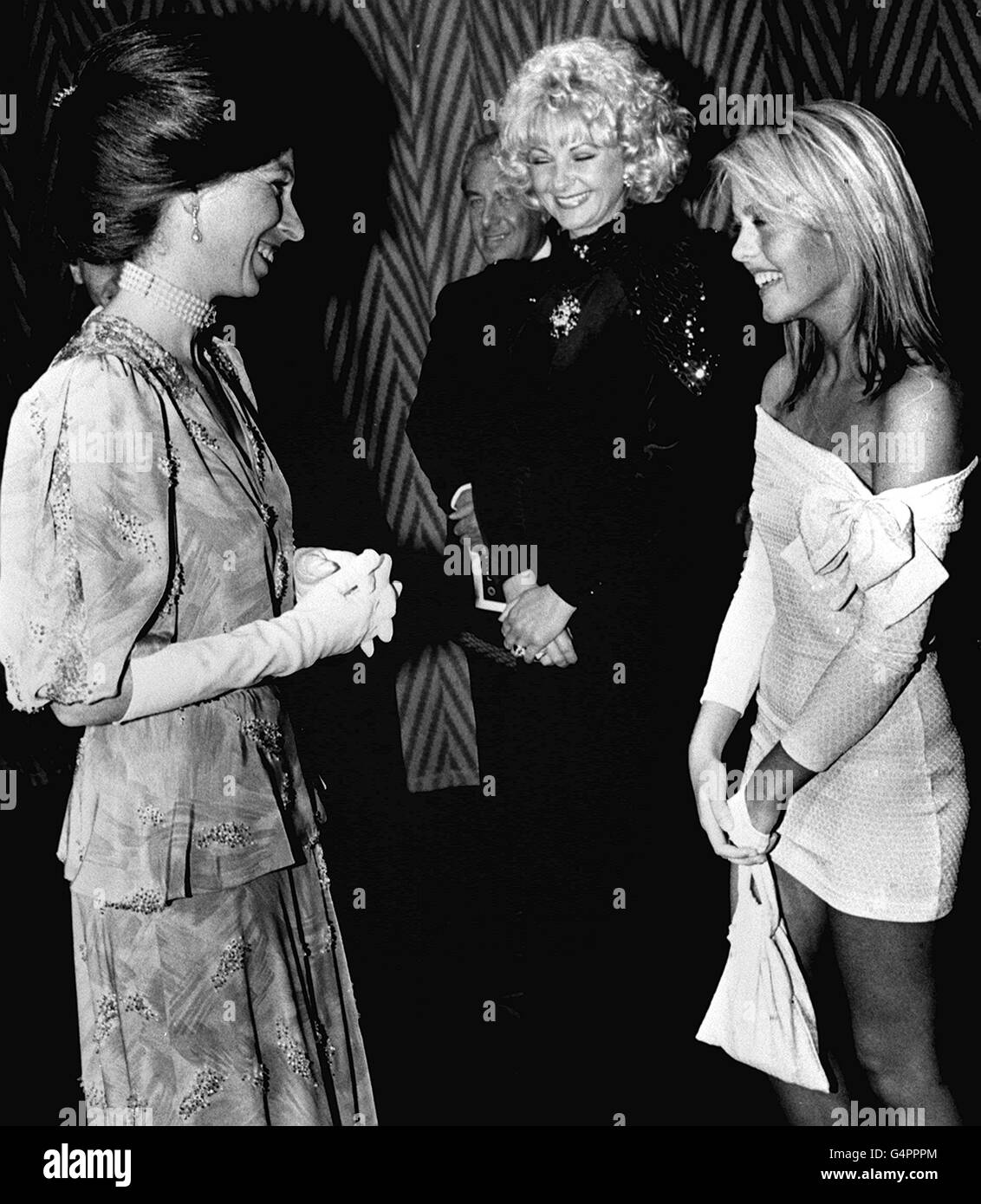 The Princess Royal greets young actress Patsy Kensit star of the film 'Absolute Beginners' at the Royal premiere held at Leicester Square in London Stock Photo