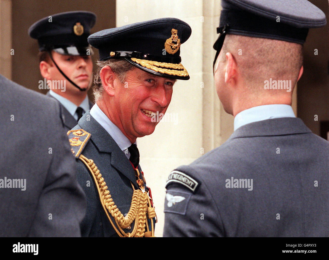 The Prince of Wales at a thanksgiving service to honour the British airmen who fought in the famous Battle of Britain. The Prince, wearing a RAF uniform, attended the service at Westminster Abbey to commemorate the epic Second World War airborne fight. * The full military event had the traditional pomp and ceremony as servicemen old and new joined with the prince to remember the prestigious air victory. Stock Photo