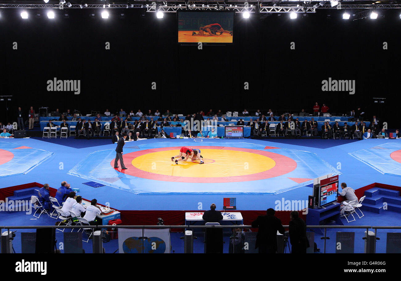 Olympics - Wrestling - London 2012 Test Event - Day Two - Excel Arena. A general view of the Arena Stock Photo