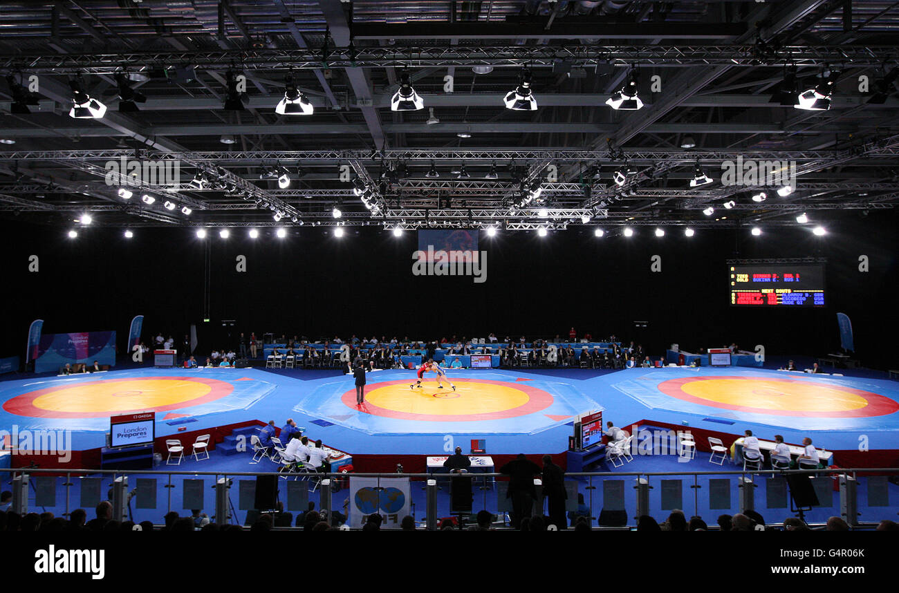 Olympics - Wrestling - London 2012 Test Event - Day Two - Excel Arena. A general view of the Arena Stock Photo