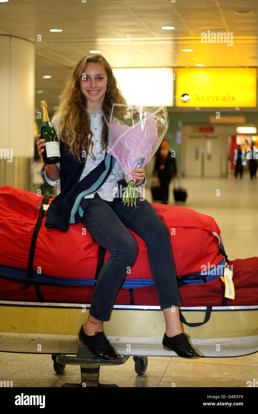Amelia Hempleman Adams Arrives Back At Terminal 3 Of Heathrow Airport amelia-hempleman-adams-arrives-back-at-terminal-3-of-heathrow-airport