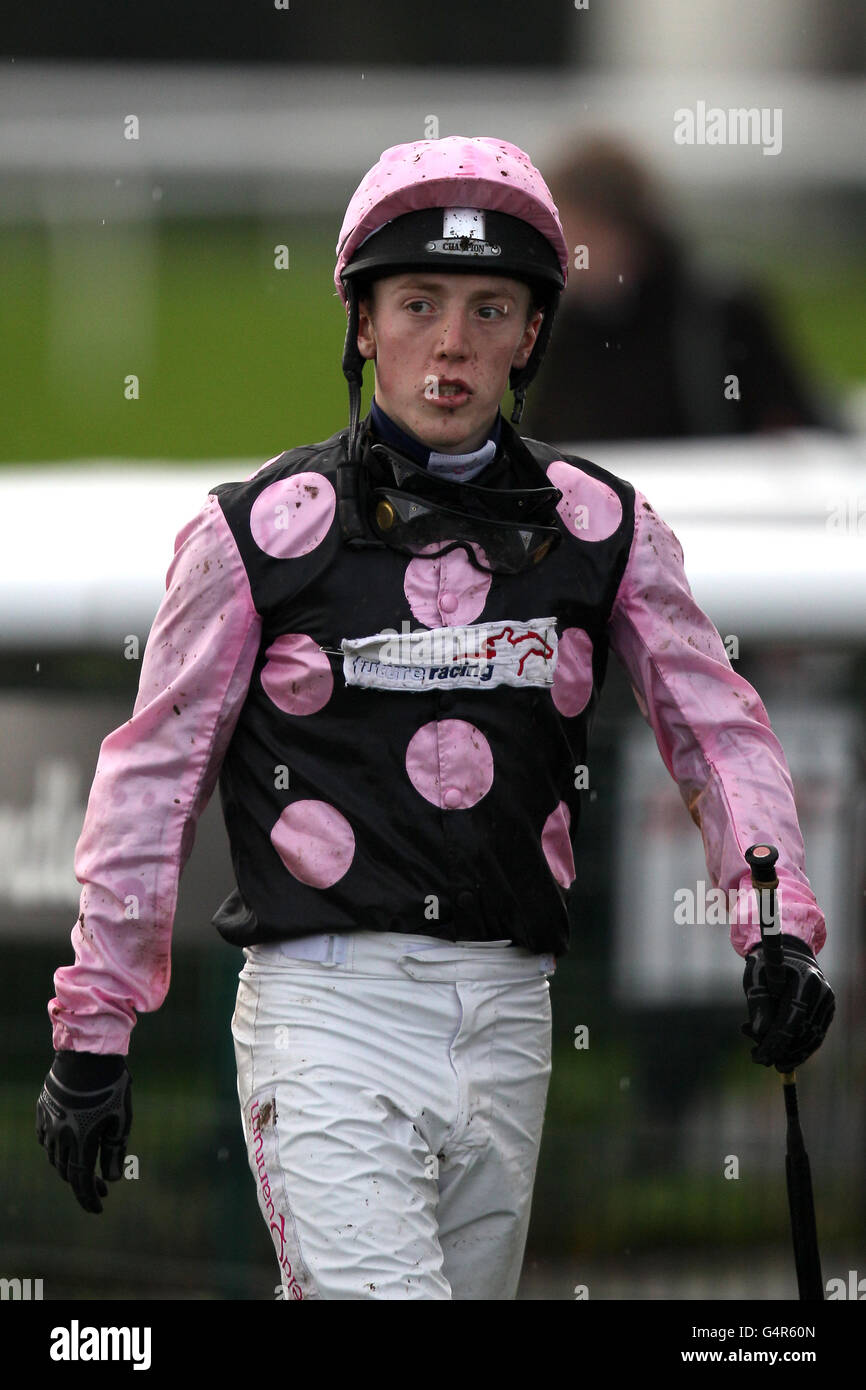 Horse Racing - The Victor Chandler Christmas National Hunt Meeting - Day One - Doncaster Racecourse. Jockey Harry Haynes after his ride on Diamond Fay in the Earl Of Doncaster Hotel Fillies' Juvenile Maiden Hurdle Stock Photo