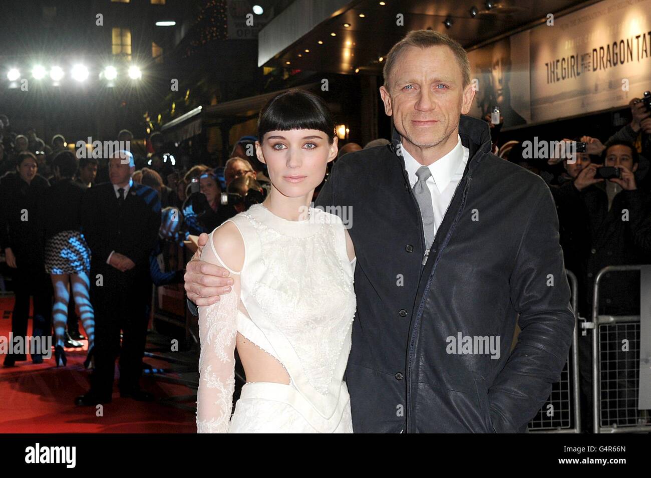 Rooney Mara and Daniel Craig arriving for the world premiere of The Girl with The Dragon Tattoo, at Odeon, Leicester Square, London Stock Photo