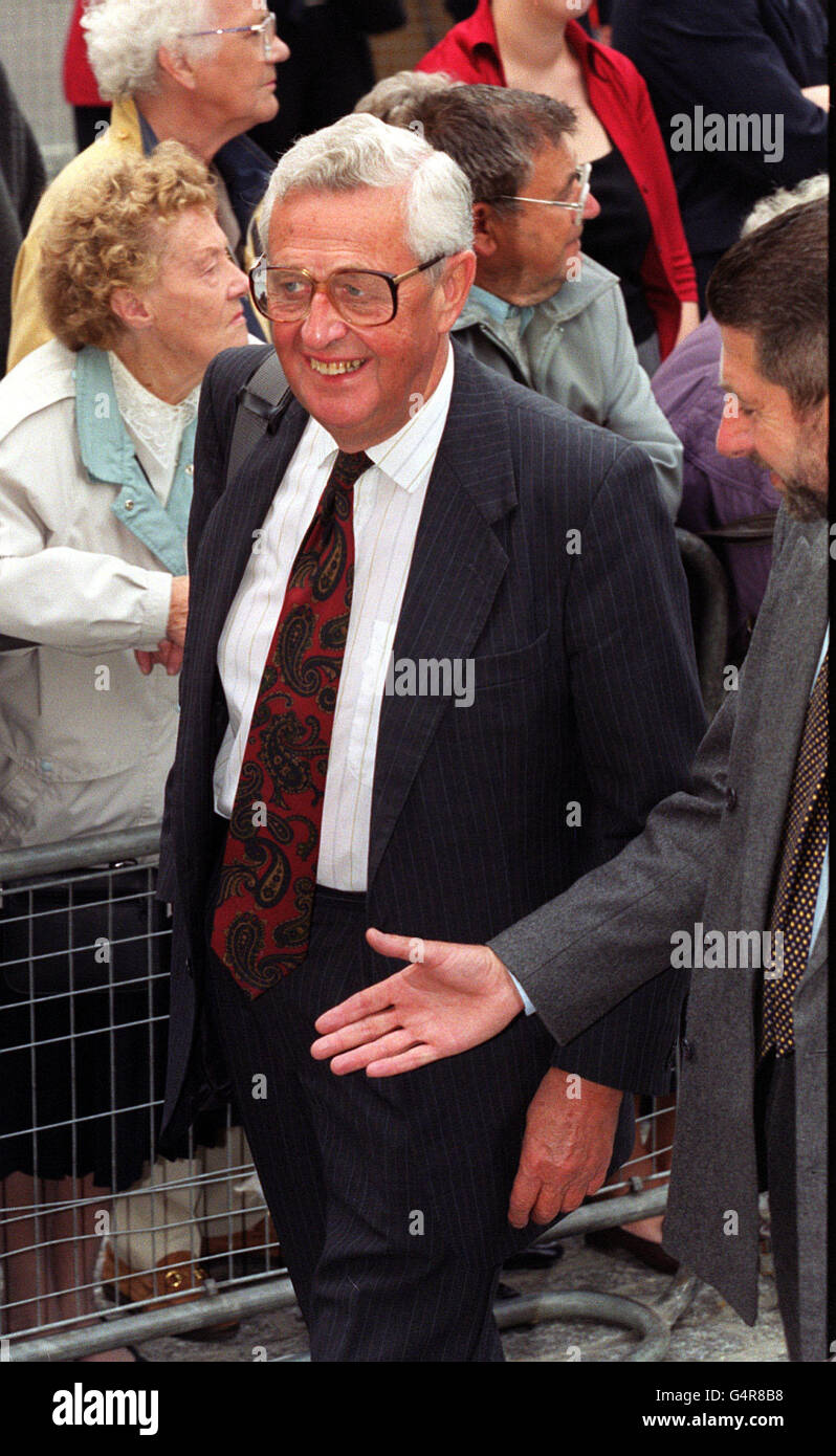 John Cole attending the Jill Dando memorial service being held at the All Souls Church in London, for a service in tribute to the star who was murdered outside her home. * The London service - taking place just three days after she was due to marry fiance Alan Farthing - was designed as a positive celebration of her life. Stock Photo
