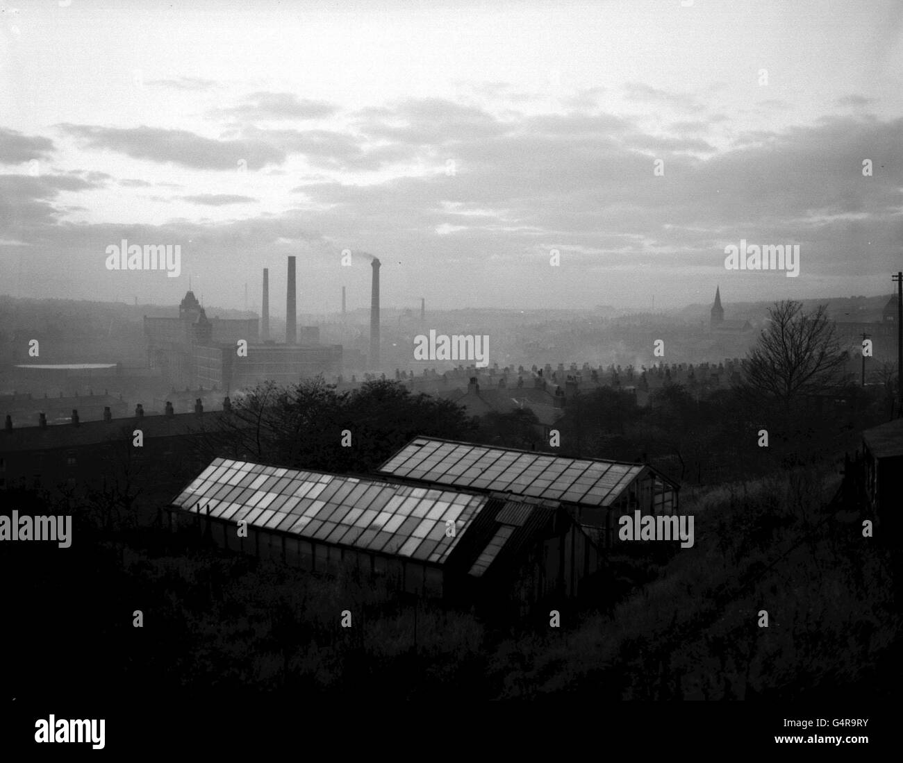 Circa 1956 library file picture of housing factories in oldham hires