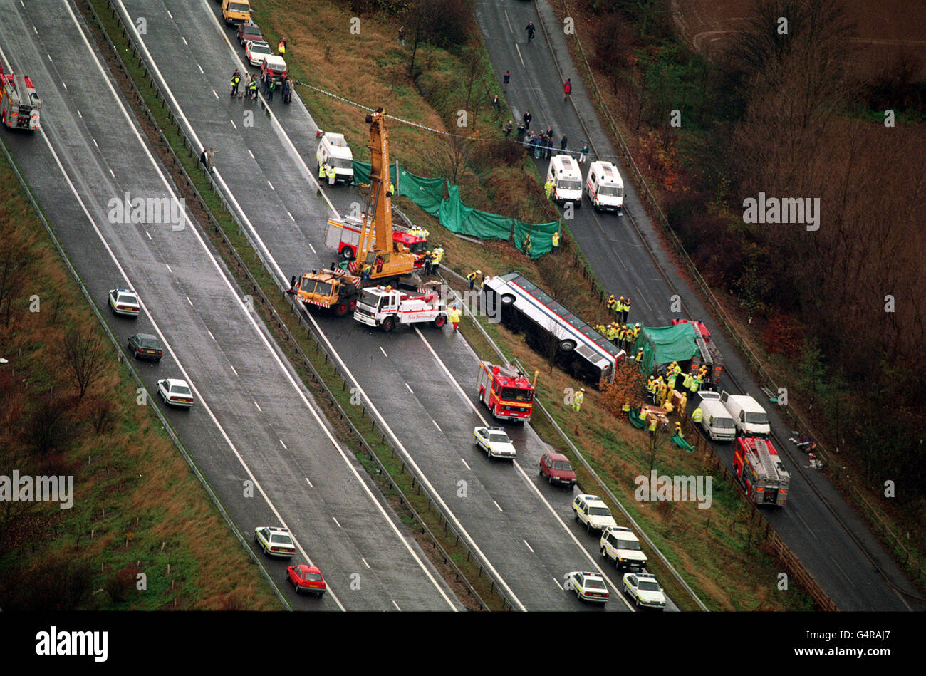 M2 Coach crash Stock Photo Alamy