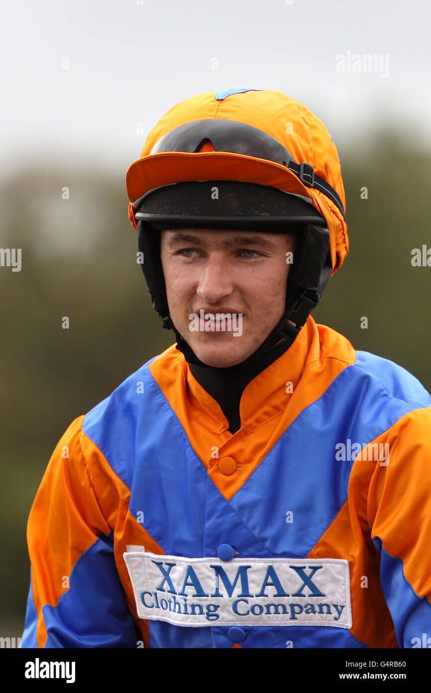 Horse Racing - Ludlow Racecourse. Jockey Adam Wedge prior to his ride on Naledi in the Welcome Back To Ludlow Selling Hurdle Stock Photo