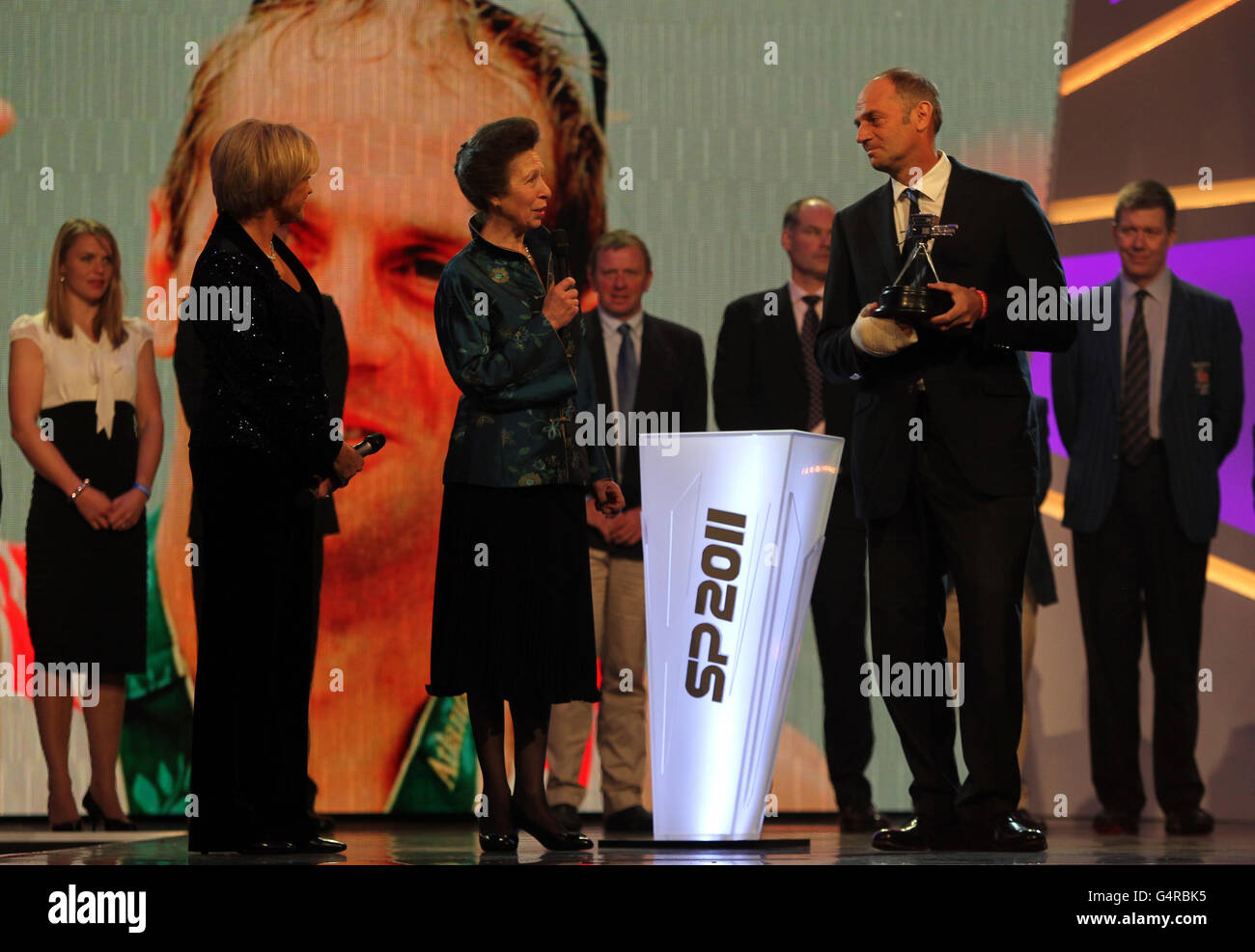Winner of the Lifetime Achievement Award, Sir Steve Redgrave presented by The Princess Royal during the BBC Sports Personality of the Year awards ceremony at MediacityUK, Salford. Stock Photo
