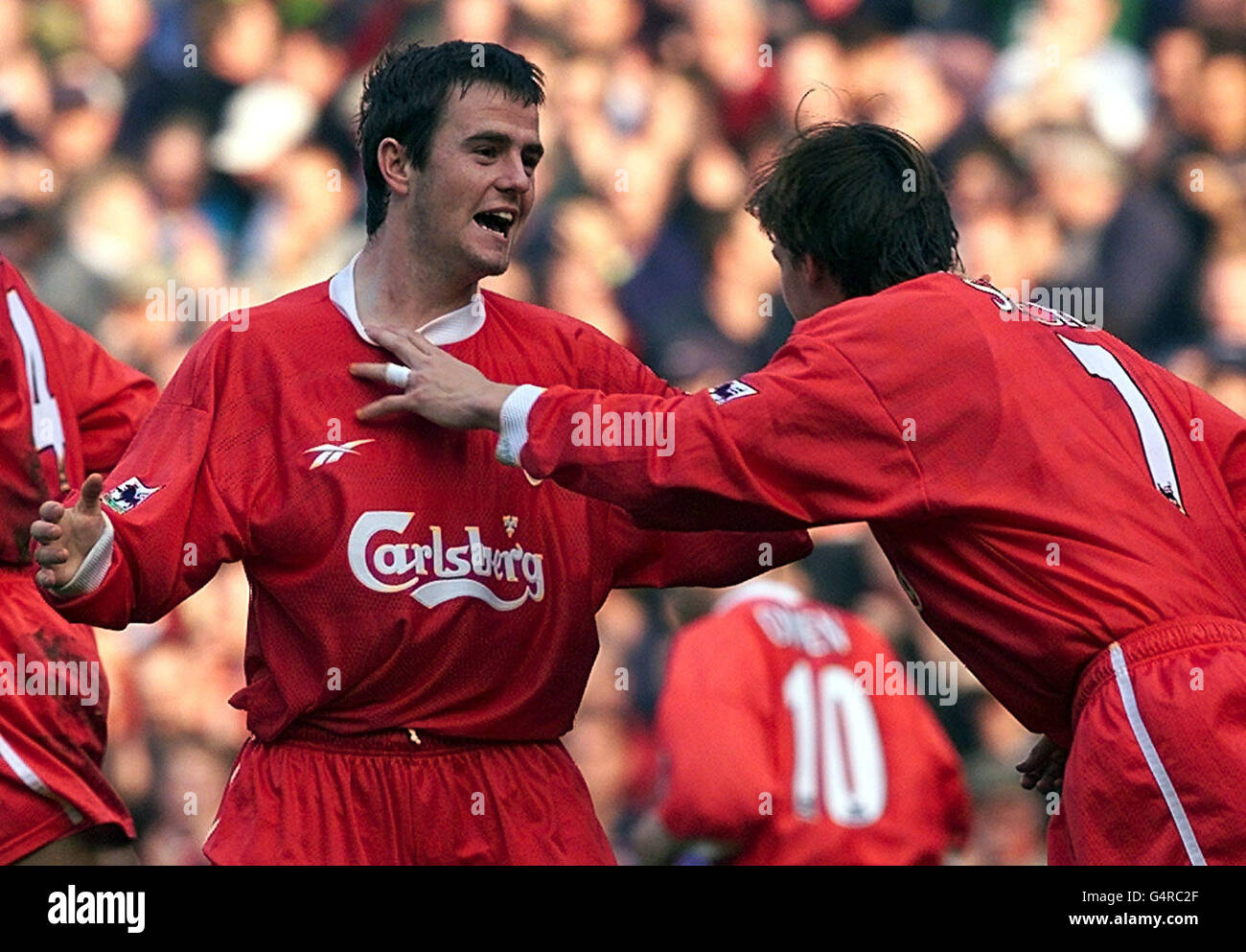 Liverpool midfielder David Thompson celebrates scoring Liverpool's ...