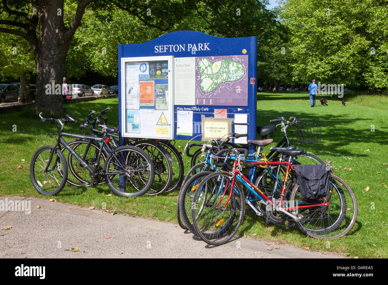 Popular with cyclists Sefton Park infortmation sign, map and routes in