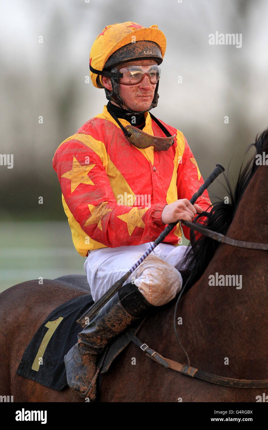 Jockey Adam Beschizza on Mazovian after the Membership At Southwell Golf Club Classified Claiming Stakes Stock Photo