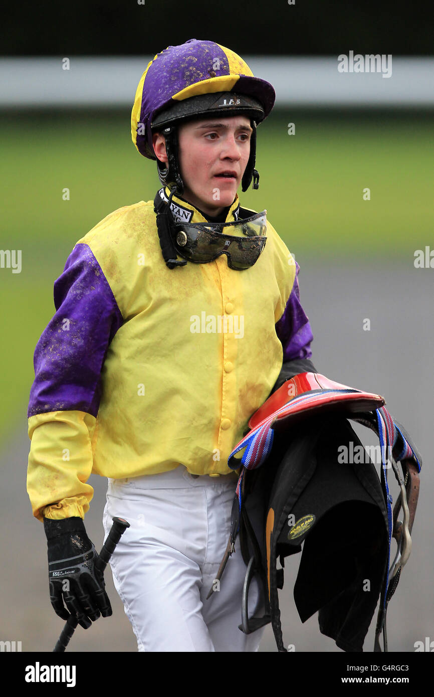 Jockey Paul McGiff on Deliberation after the Membership At Southwell Golf Club Classified Claiming Stakes Stock Photo