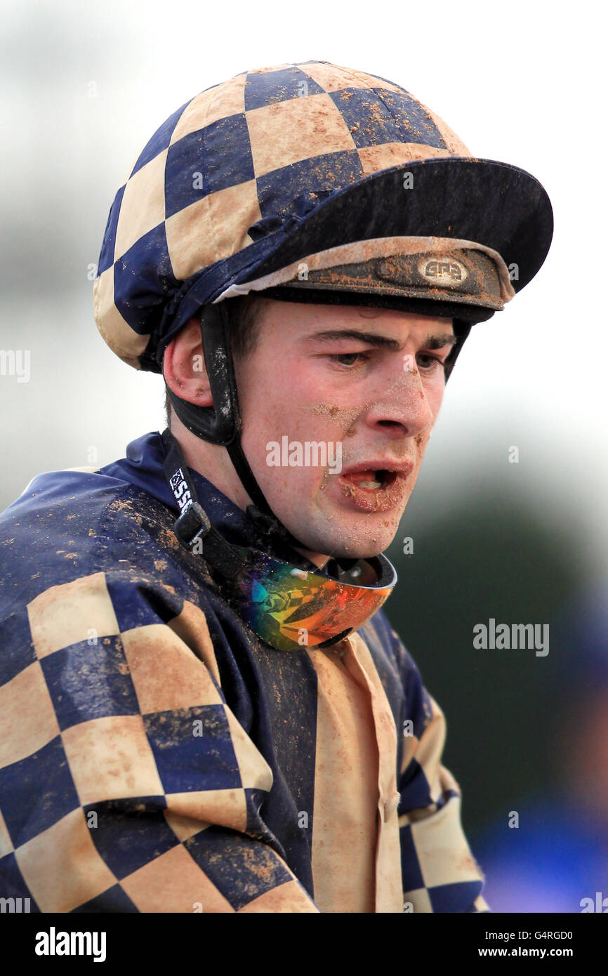 Jockey Adam Carter on Logans Legend after the Membership At Southwell Golf Club Classified Claiming Stakes Stock Photo