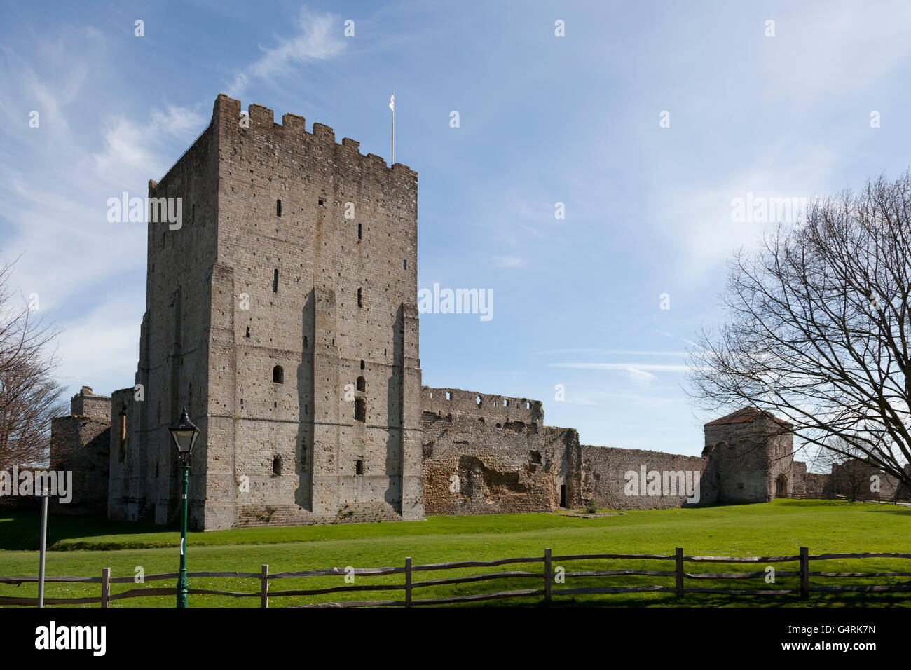 Keep tower, 12th century, at Portchester Castle, Fareham, Hampshire, England, United Kingdom, Europe Stock Photo