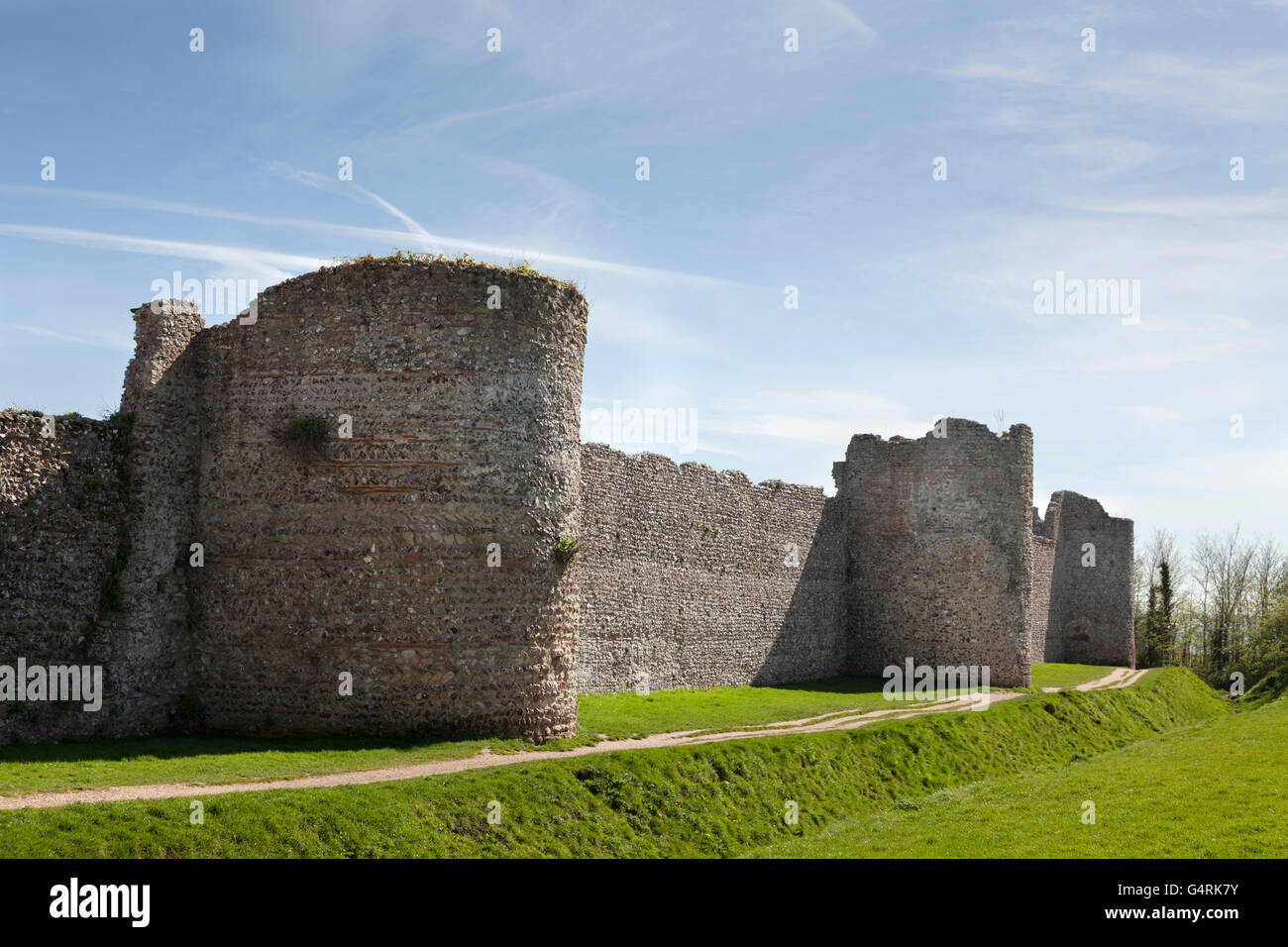 Western Bastions, 12th century, at Portchester Castle, Fareham, Hampshire, England, United Kingdom, Europe Stock Photo