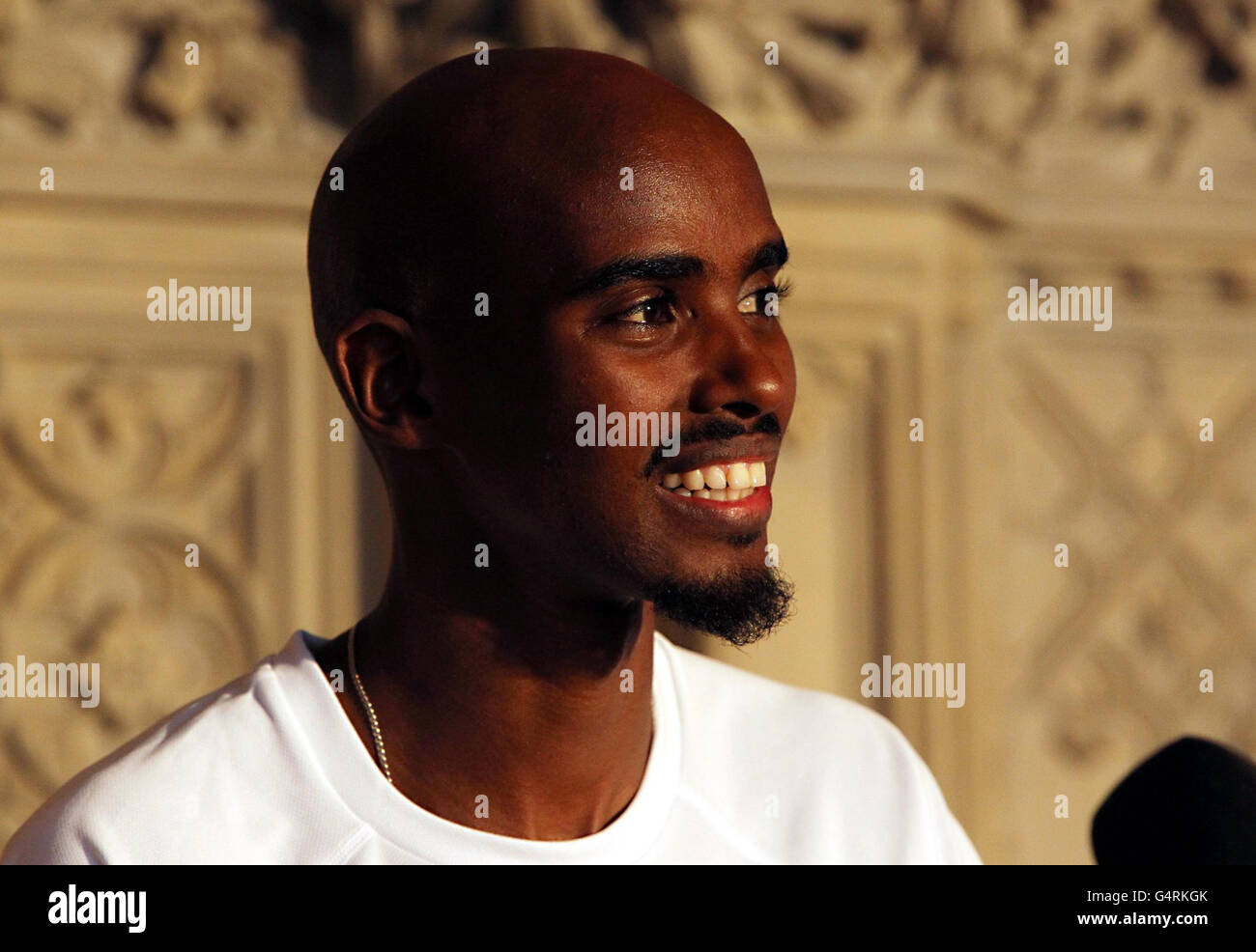 Mo Farah during a photocall to launch the Mo Farah Foundation at St Marys  University College, Twickenham Stock Photo - Alamy