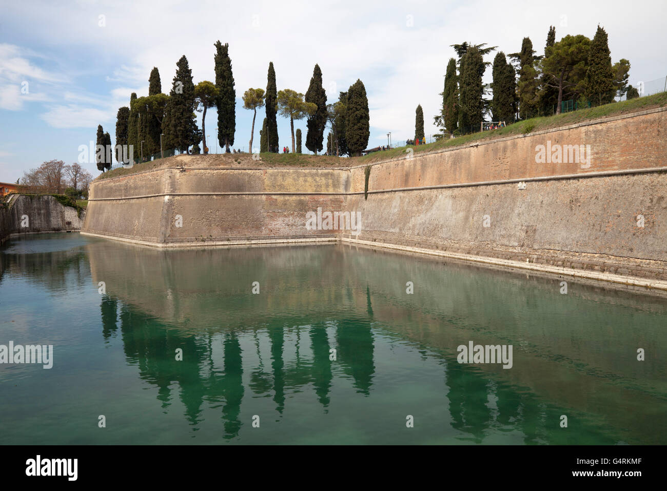 Ramparts, fortification walls, Peschiera, Lake Garda, Veneto, Italy, Europe, PublicGround Stock Photo