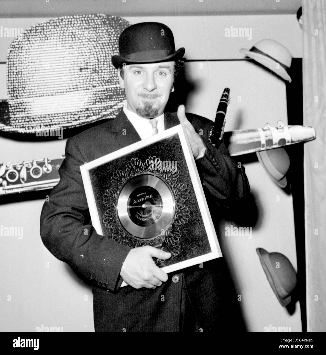Library file dated 5.1.62 of Acker Bilk who has been diagnosed with cancer of the throat, the 70-year-old jazz performer was to play a string of concerts but has had to pull out to undergo a six-week course of radiotherapy. PA photo. See PA story SHOWBIZ Bilk. Stock Photo