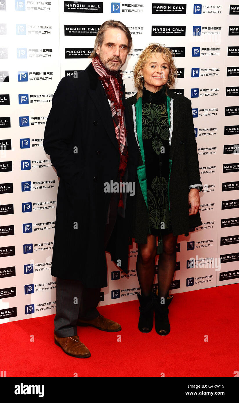 Jeremy Irons and Sinead Cusack arrive at the premiere of Margin Call at the Vue cinema in London. Stock Photo