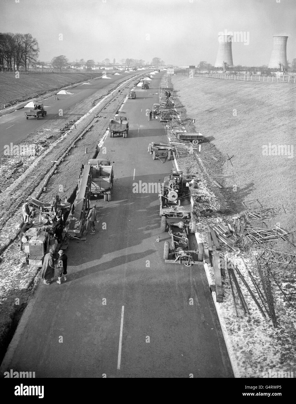 The Preston by-pass which is undergoing repairs after suffering frost damage in the recent cold weather. The by-pass, Britain's first motor-road, has been temporarily closed to traffic Stock Photo