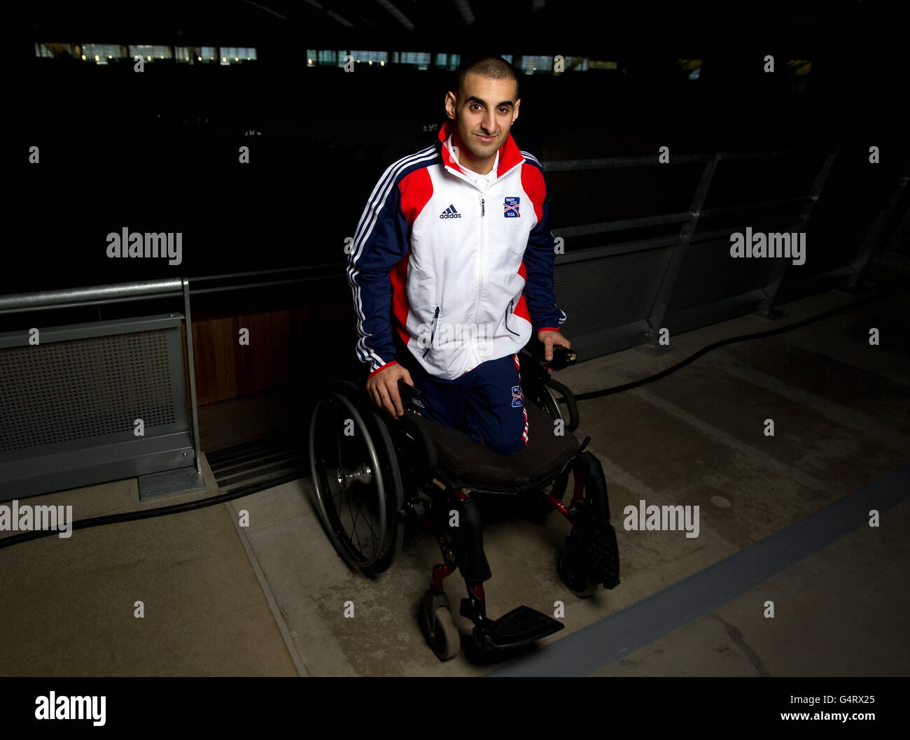 Great Britain weightlifter Ali Jawad during the photocall at the Velodrome in the Olympic Park, London. Over 30 London 2012 hopefuls came together to prepare for the Games. Team 2012, presented by Visa, is raising funds for 1,200 British athletes at www.team-2012.com. Stock Photo