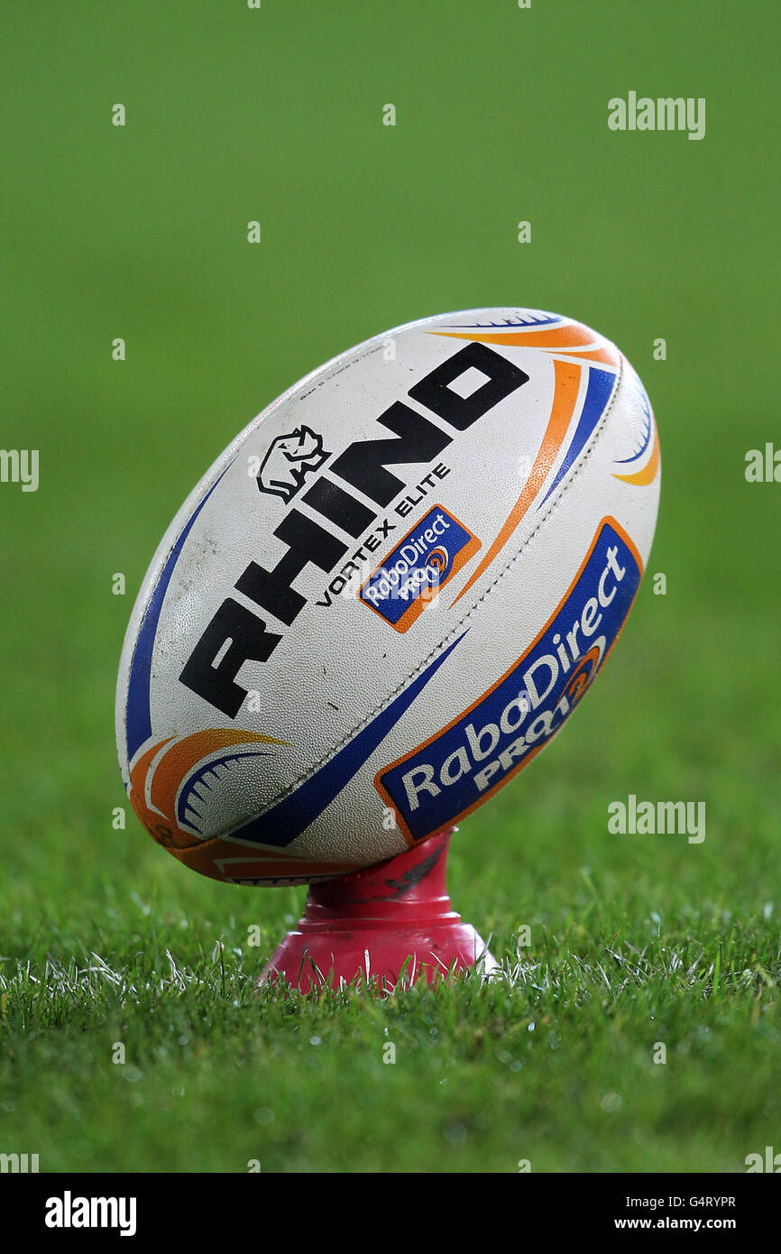 Rugby Union - RaboDirect Pro12 - Cardiff Blues v Aironi - Cardiff City Stadium. A view of an offical Rhino match ball Stock Photo