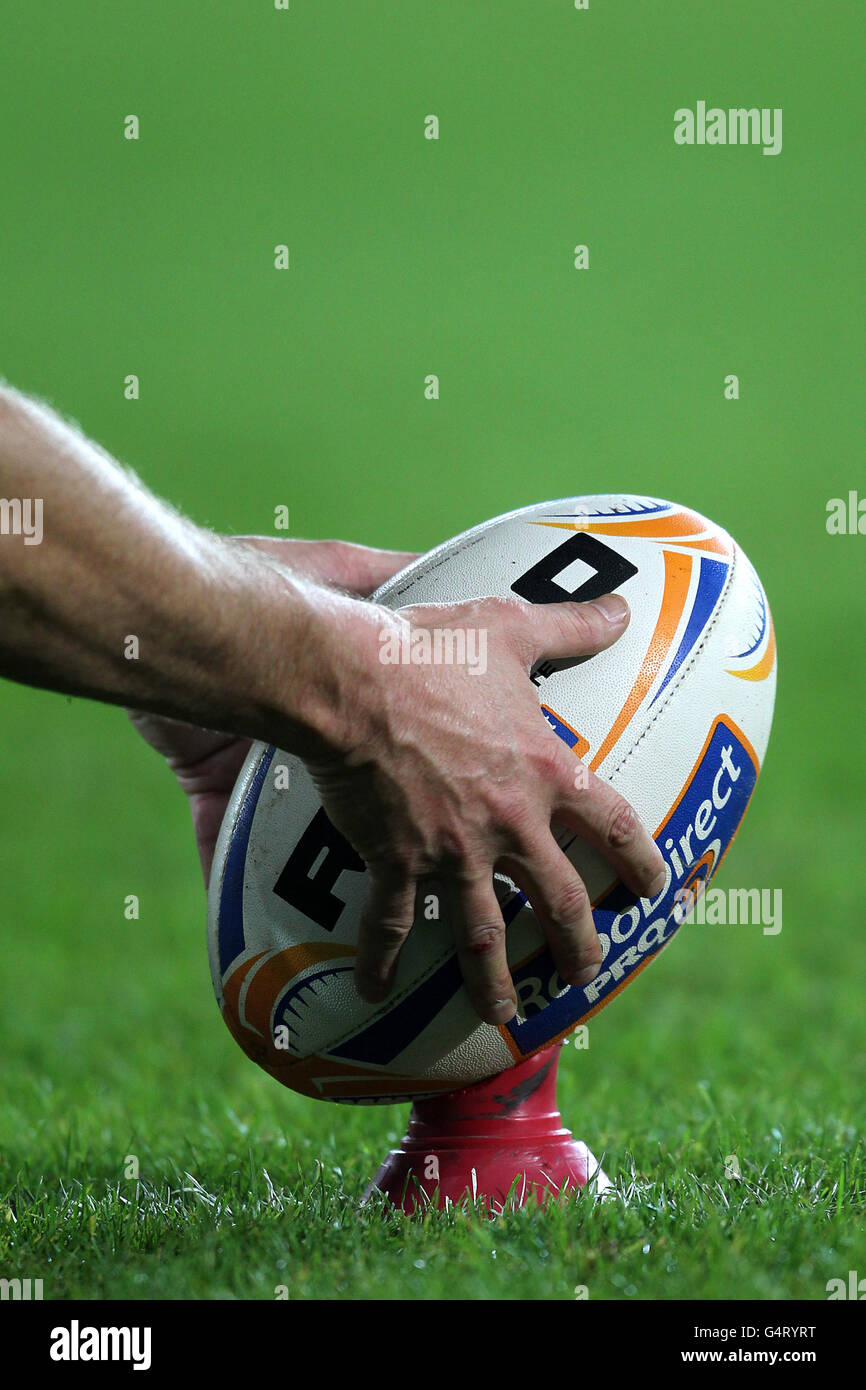 Rugby Union - RaboDirect Pro12 - Cardiff Blues v Aironi - Cardiff City Stadium. A view of an offical Rhino match ball Stock Photo