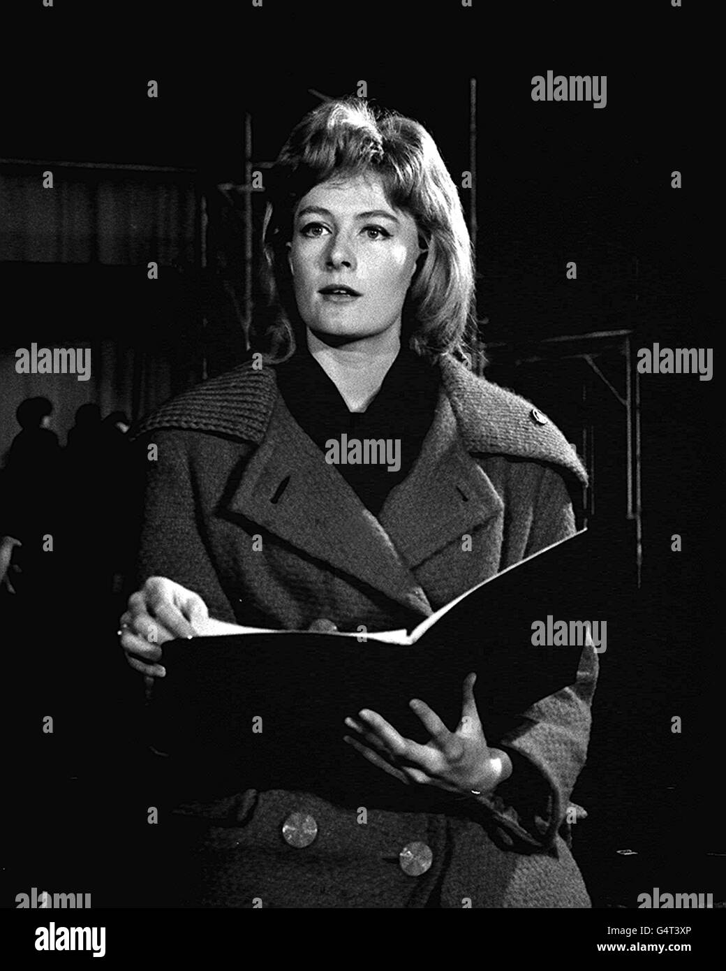 A library file picture of actress Vanessa Redgrave at St. Pancras Town Hall in London as she studies her script for 'Everybody Sit', the CND Stage Club entertainment to be given in the hall. Stock Photo