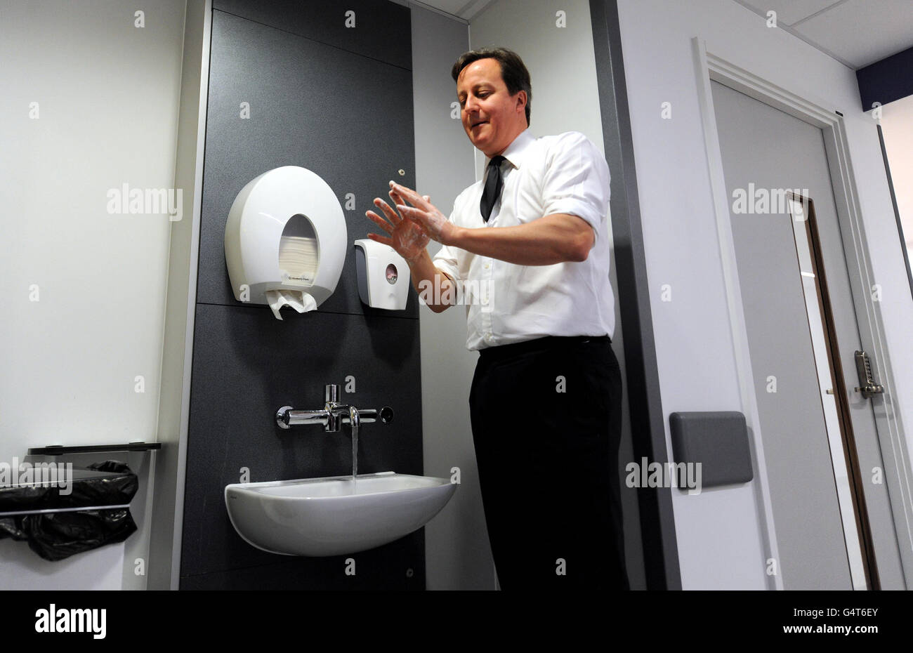 Cameron visits north west Stock Photo